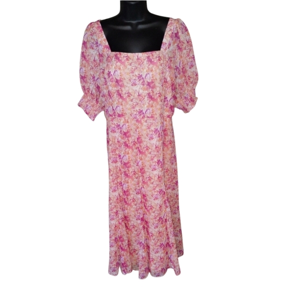 Maison Tara Dresses & Skirts - Maison Tara NWOT pink orange chiffon floral dress size 12, lined